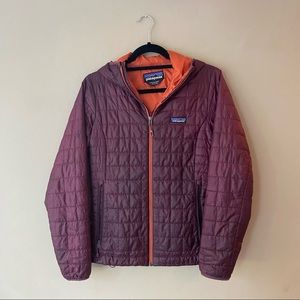 Patagonia Maroon/ Orange Nanopuff Hoodie
